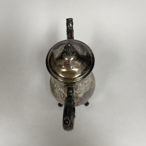 WM. Rogers 800 Silver-plate Tea Coffee Pot For Crafts Hinged Lid Eagle Star - Picture 7 of 9